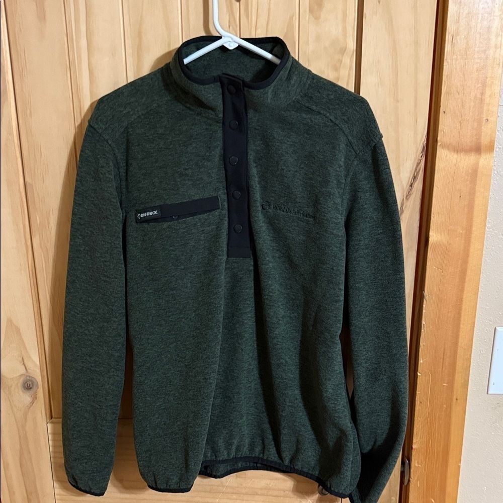 Dri-Duck Men's Fleece Forest Green Snap button collar Sweater